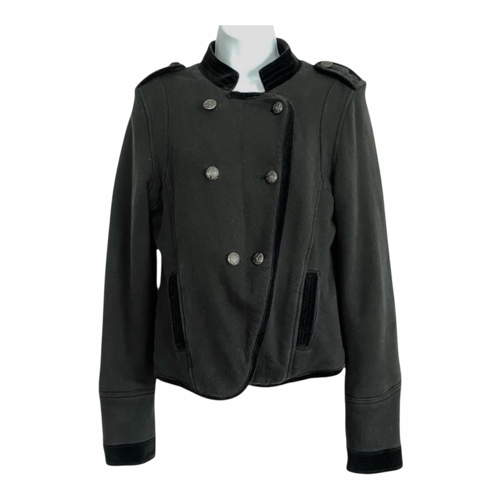 American Eagle Black Pea Coat Jacket Medium Cotton Cropped Double Breasted Lined
